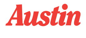 Austin Plumbing and Heating Air Logo, where "Austin" is in big red letters.