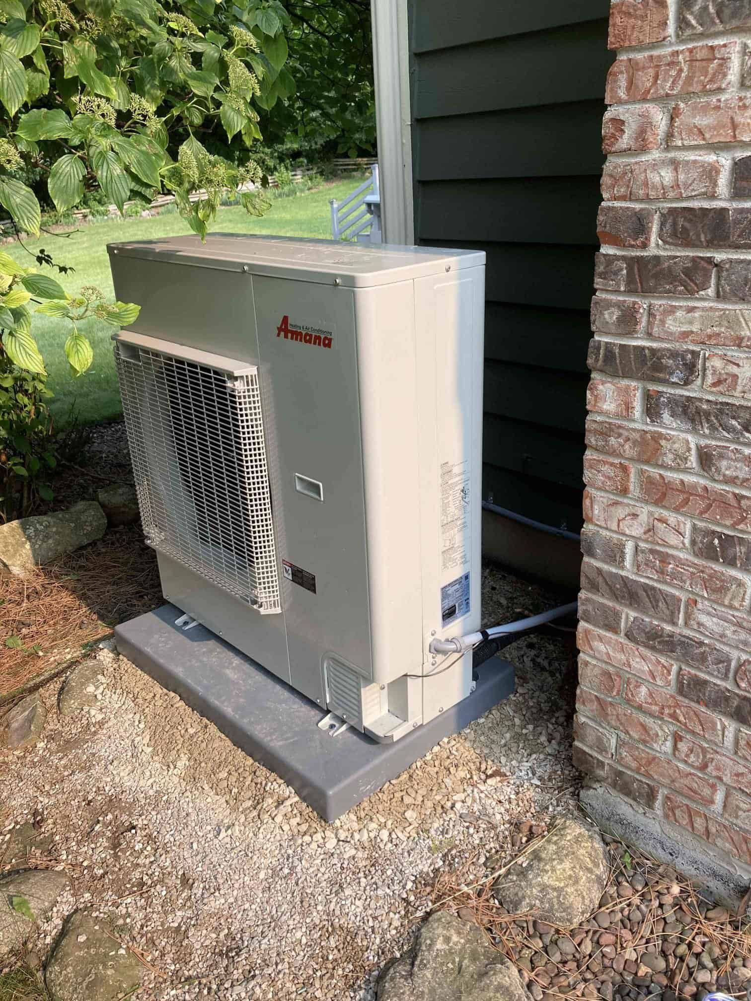 New side discharge heat pump installed by Austin Plumbing, Heating & Air