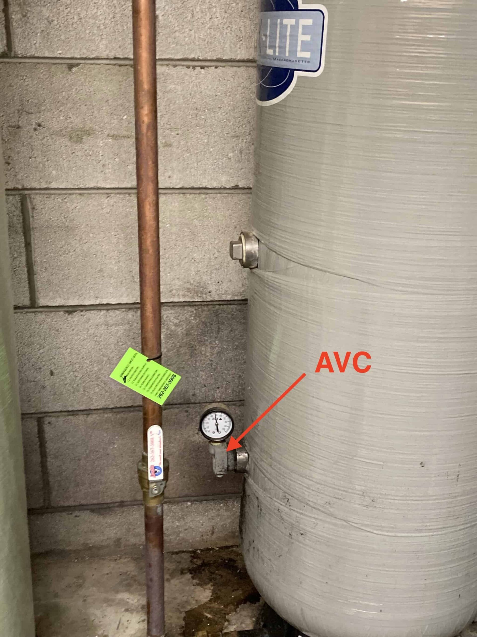 Air Volume Control (AVC) Installed in well pressure tank